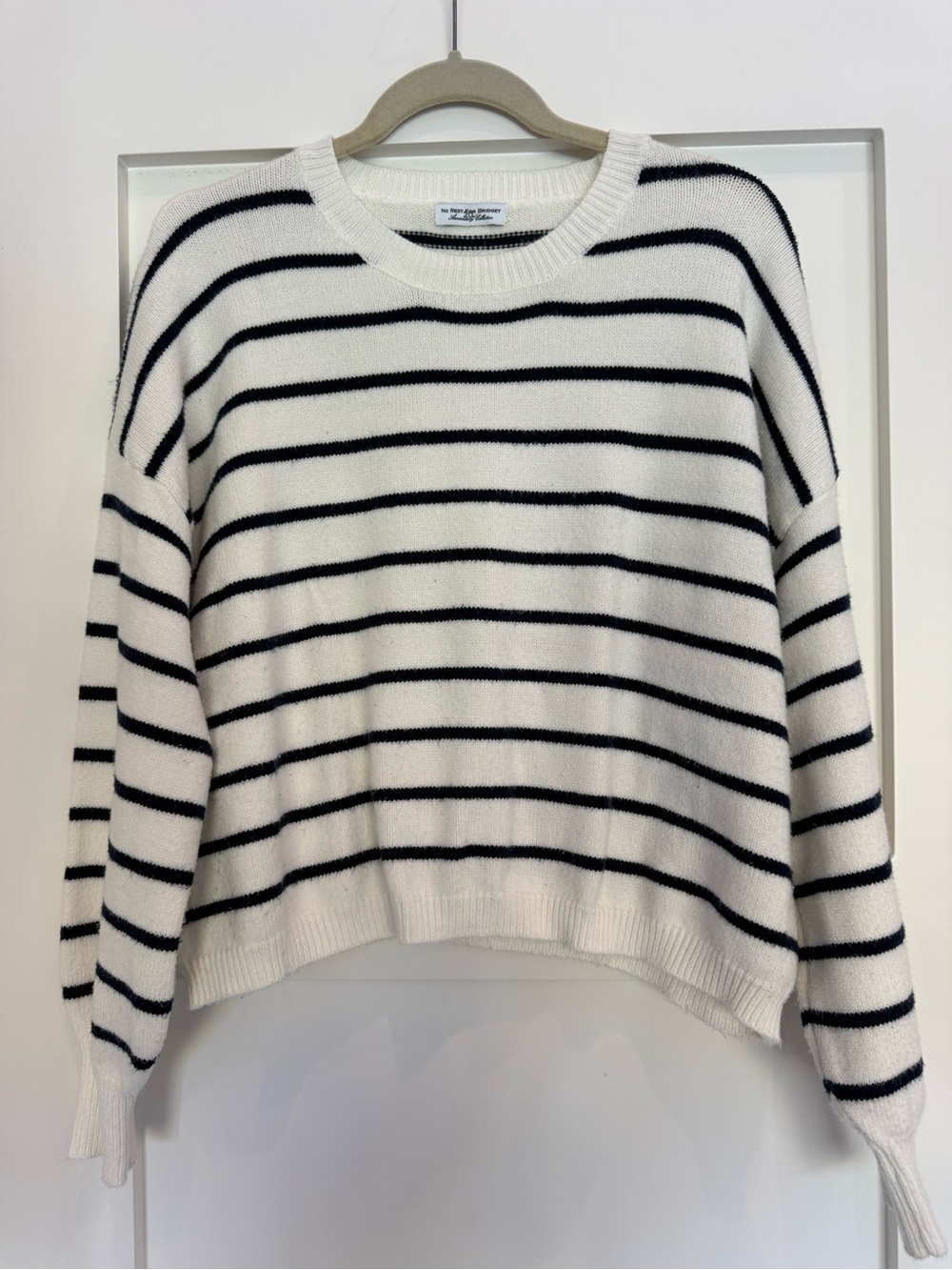Classic Striped Crewneck Sweater in White and Black